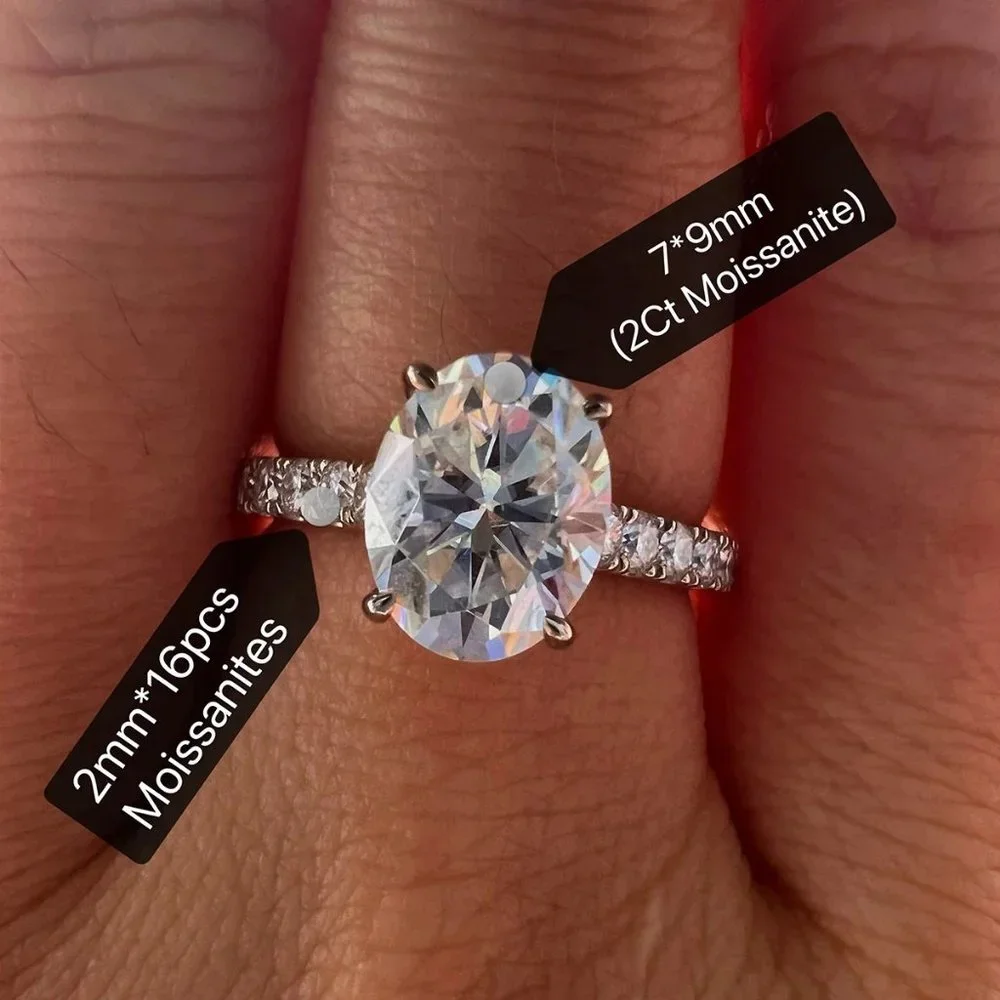 Certified 2.48ct. t.w. Moissanite Diamond Oval Engagement Ring NEW - Picture 8 of 14